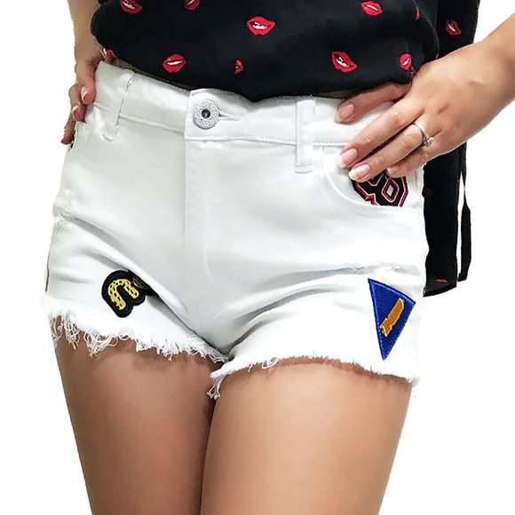 Patched Denim Shorts - Picture 1 of 2